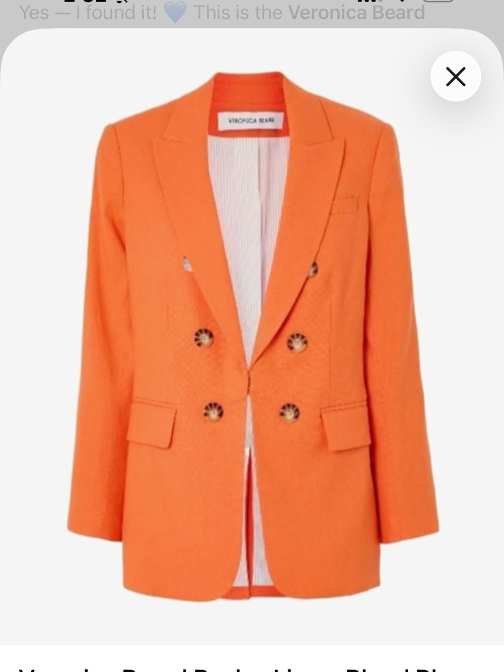 Veronica Beard Bright Orange Double-Breasted Blazer